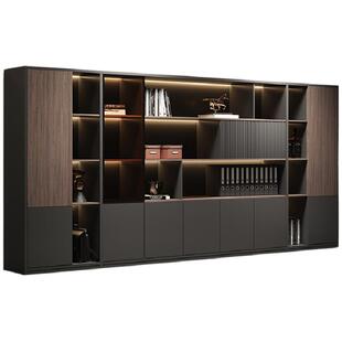 老板办公室背景柜木质资料柜储物柜靠墙书柜文件柜落地高柜子带锁