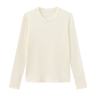 米图神仙内搭圆领 超软羊毛天丝醋酸秋冬薄绒长袖打底衫t恤上衣女