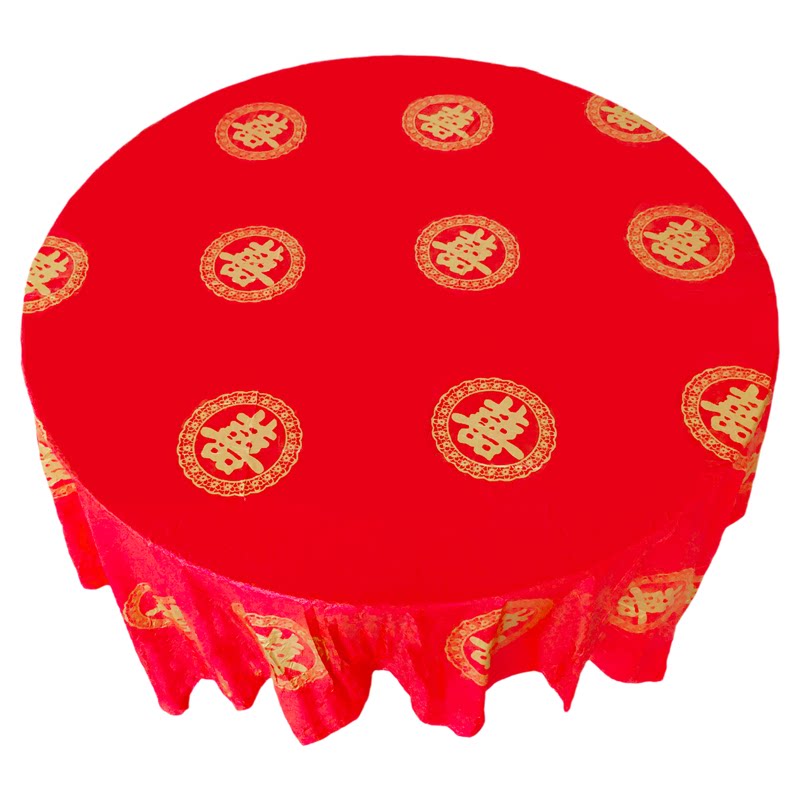 结婚一次性桌布红色新年圆桌加厚