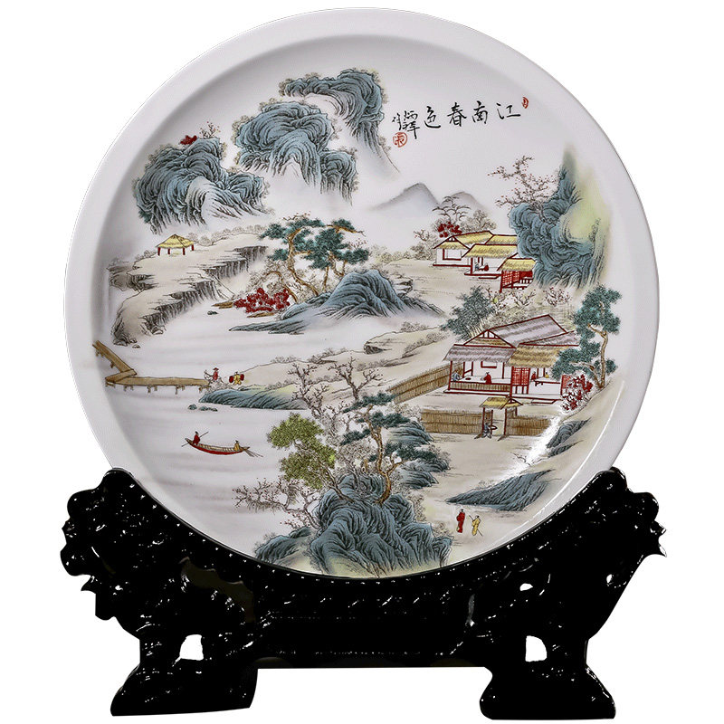 新款景德镇陶瓷手绘山水装饰品