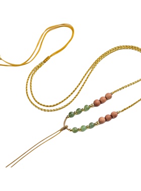 手工编织细款和田玉吊坠项链绳