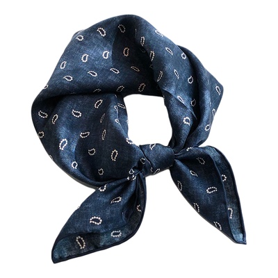 斜纹绸蓝色100%真丝丝巾小方巾女