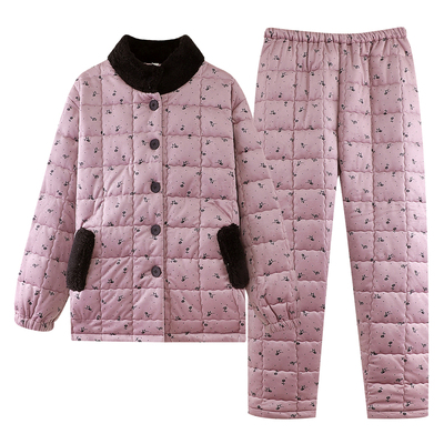 【三层加厚】睡衣女士珊瑚绒夹棉