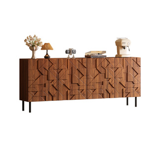 中古风实木餐边柜客厅入户装饰柜多功能收纳柜子小众轻奢风储物柜