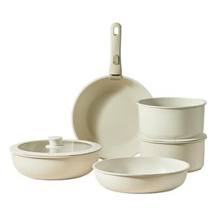 卡罗特不粘锅厨房锅具套装全套家用蒸煮煎炒锅三件套可拆卸手柄锅