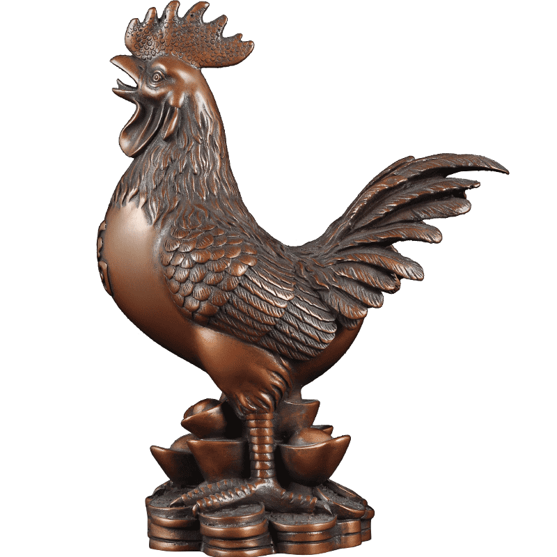 莲善堂紫铜福鸡大公鸡摆件
