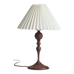 imooo原创家居法式复古床头卧室客厅书房中古百褶灯罩实木小台灯