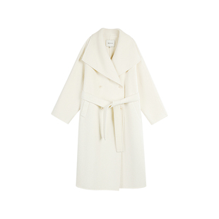 MULVAN高智千金 1OO羊毛双面呢大衣女高级感气质绑带长款毛呢外套