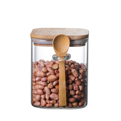 储物罐玻璃带竹勺方形