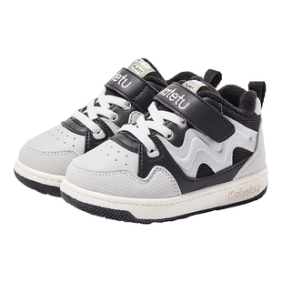 卡特兔加绒鞋2023新款冬季男童时尚保暖板鞋女童皮面休闲鞋校园鞋