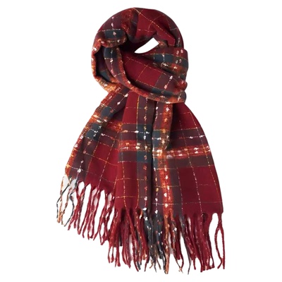 满目星河红色格子围巾圣诞氛围