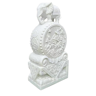 X1汉白玉石雕门墩抱鼓石一对大象石鼓貔貅麒麟门当院门口摆件