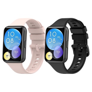 适用于华为fit2表带硅胶纯色腕带华为Fit1/New/SE智能手表替换带watch fit2男女通用运动钉扣手表链配件