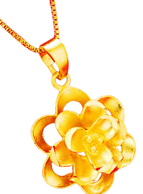 仿黄金大号花瓣吊坠项链