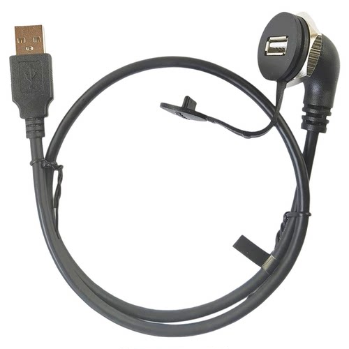 USB转接线面板安装型90弯头连接线母座转接头22mm孔穿板MSDD90350