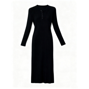 2025针织连衣裙女秋冬修身显瘦气质毛衣内搭打底包臀鱼尾长裙子