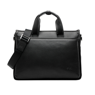沙驰男包真皮时尚商务公文包小号正品头层牛皮手提包大容量斜挎包