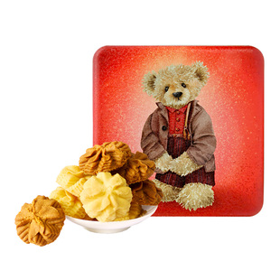 香港特产珍妮曲奇聪明小熊饼干咖啡奶油小花曲奇双味礼盒装220g