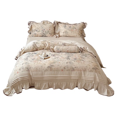 法式复古棉麻印花四件套