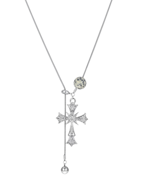 可抽拉十字架长款项链女款秋冬