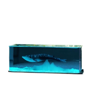桌面手工工艺品现代高级小众朋友送礼海洋鲸鱼水晶树脂灯饰摆件潮