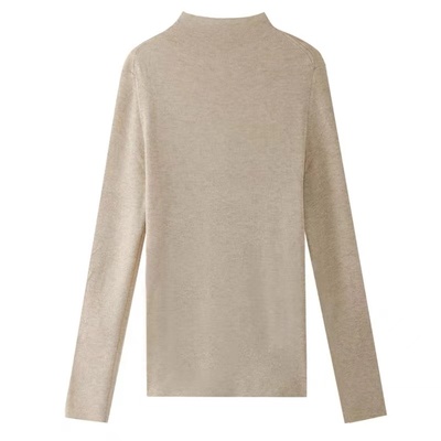 100%超细羊毛薄款半高领长袖针织打底衫女士秋冬修身大衣内搭上衣