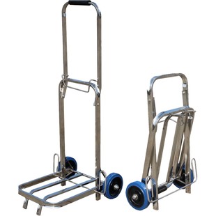 不锈钢手拉车行李车拉杆车小拖车静音两轮折叠拉货车购物车买菜车