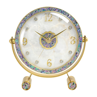 汉时欧式古典贝壳表盘摆件座钟 客厅轻奢合金桌面摆饰时钟 HD2215