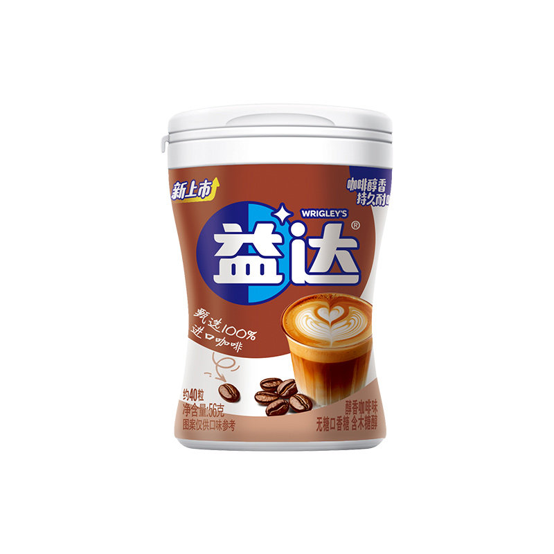 益达口香糖木糖醇无糖咖啡味40粒瓶装解馋小吃办公室休闲零食糖果