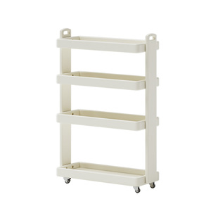 书桌旁置物架可移动书架带轮实木学生书本收纳奶油风小型不占空间