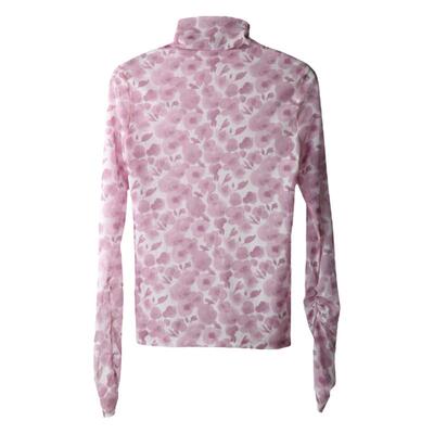 popchrio晕染印花网纱长袖T恤