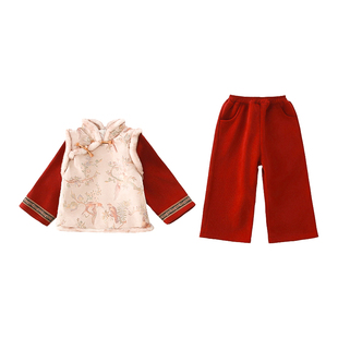 男女宝喜庆拜年棉服兄妹姐弟唐装周岁生日礼儿童古风汉服元旦表演