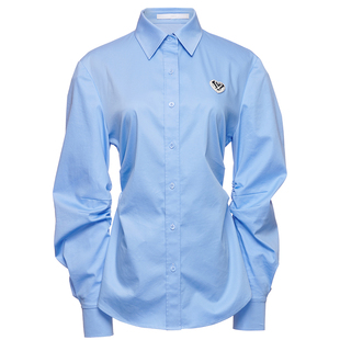 OBEG欧碧倩抽皱收腰衬衫春秋设计感小众气质纯色衬衣10443054