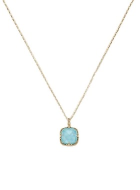 日系简约复古绿松石白水晶项链