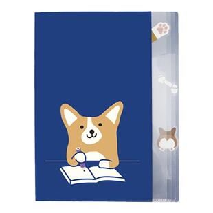 韩国bookfriends可爱猫咪柯基3层A4半透明索引文件夹资料袋试卷套