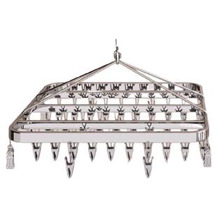 袜子架晾纯304不锈钢衣架实心加粗全晒袜子一钩多挂多夹子凉衣架