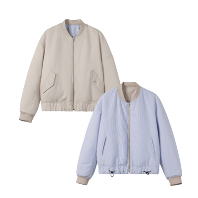 SOMENUM森林 25AW「双面穿MA1」优雅简约 男女条纹厚飞行夹克棉服