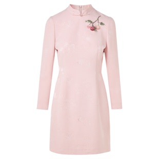 【兰亭叙】朗姿新中式改良旗袍盘扣法绣气质连衣裙2026年春季新款