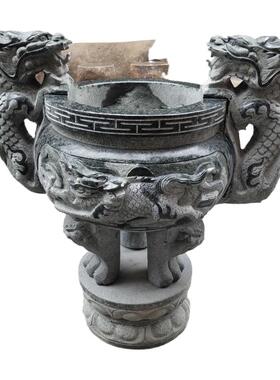 50cm大型户外青石香炉鼎天公炉