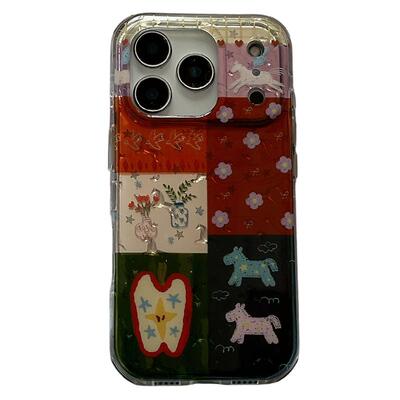 拼接碎花小马适用苹果手机壳