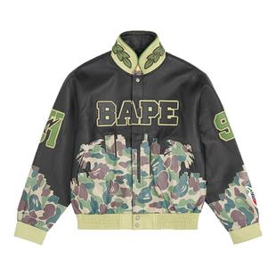 【林俊杰同款】jeff hamilton BAPE联名系列美式外套男女真皮夹克