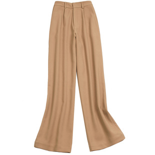 秋季软糯新款气质垂感西裤女温暖驼色修身显瘦高腰直筒阔腿裤325