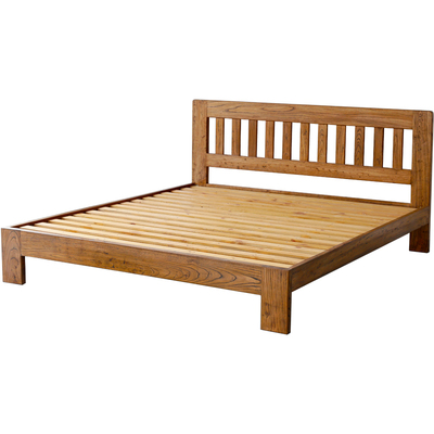 新中式风民宿田园榆木双人床