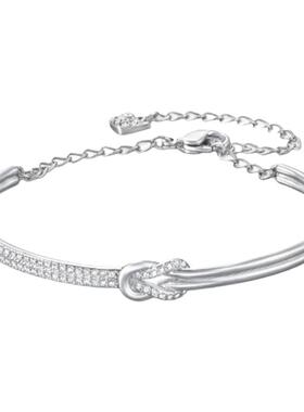 莫桑石群镶双排蝴蝶结手链银镀