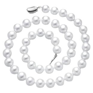 正圆母贝珍珠项链女 不掉色白色贝珠颈链 经典款送妈妈送手链