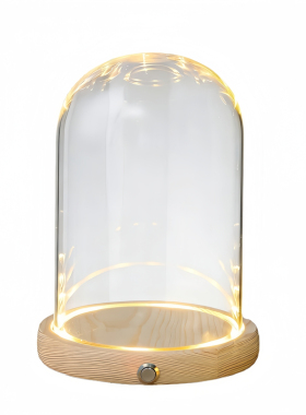 玻璃罩展示盒侧面独立开关发光底