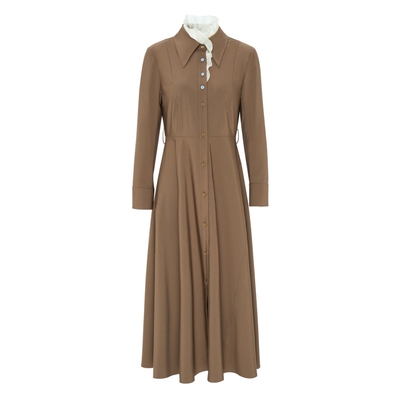 IDPAN衬衫领连衣裙冬季新款时尚通勤精致干练显瘦长袖裙子女