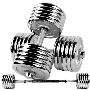 纯铁电镀100公斤哑铃家用健身男士可调节重量练臂肌50KG运动一对