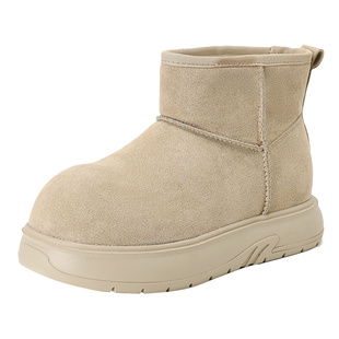 卓诗尼厚底雪地靴子女2025新款冬季保暖加绒加厚东北短筒毛毛鞋子