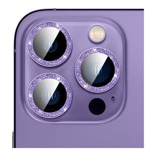 适用苹果14镜头膜闪粉钻石iPhone15promax新款紫色萍果13pormas闪钻女神款11PM全包12金属后摄像女ip十四mini